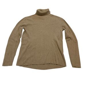 VINTAGE 90s Lizsport Liz Claiborne Tan Ribbed Cotton Turtleneck Sweater S